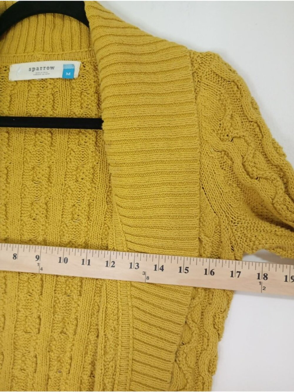 Anthropologie Sparrow Cable Knit Open Cardigan Sweater M Merino Wool Blend - Picture 8 of 10